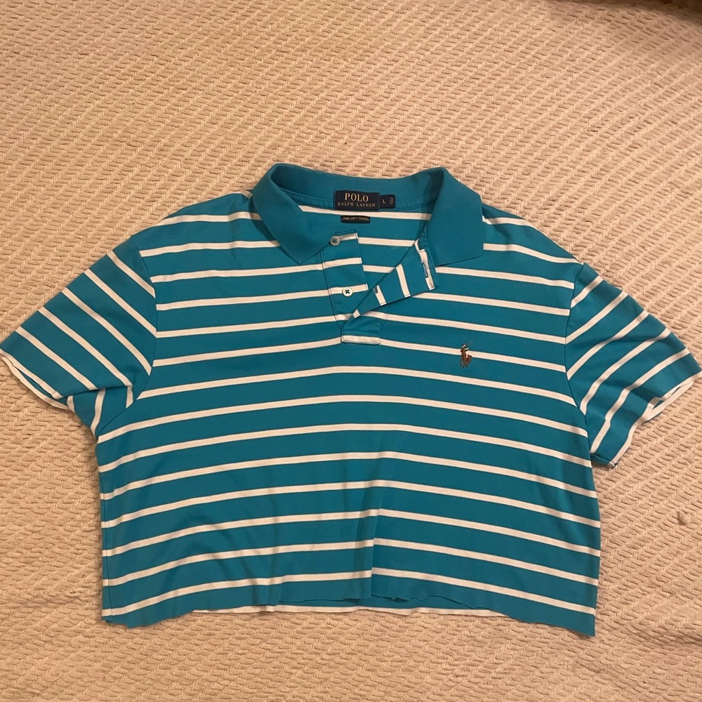 Large Striped Polo Ralph Lauren Collared Shirt